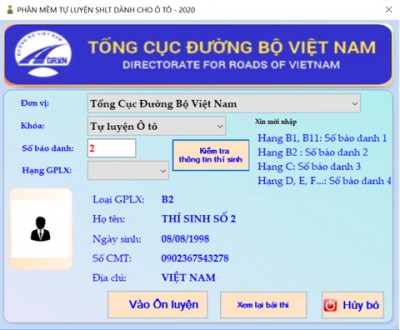 Phần Mềm Ôn Thi Lý Thuyết 600 Câu